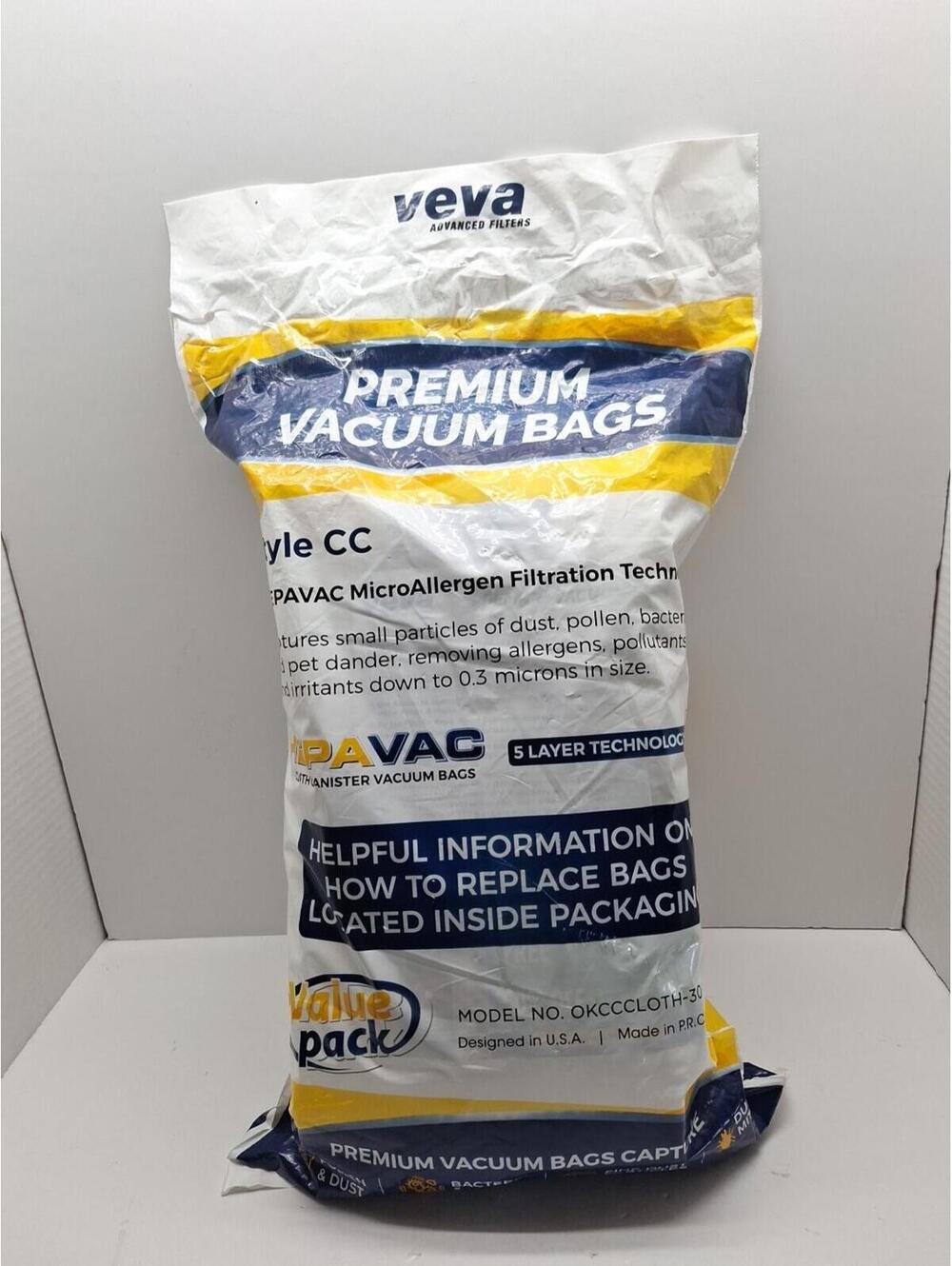 VEVA Premium Vacuum Cloth Canister Bags 10 ct Value Pack for Type CC Oreck vacs